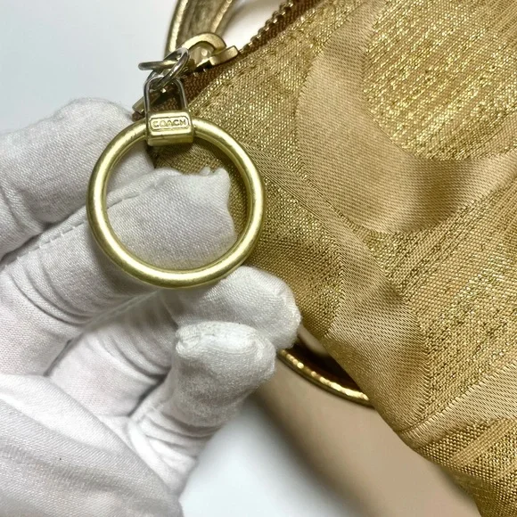 Coach Poppy Gold Signature Tote Bag  14 in W 12 1/2 in L - Picture 8 of 17